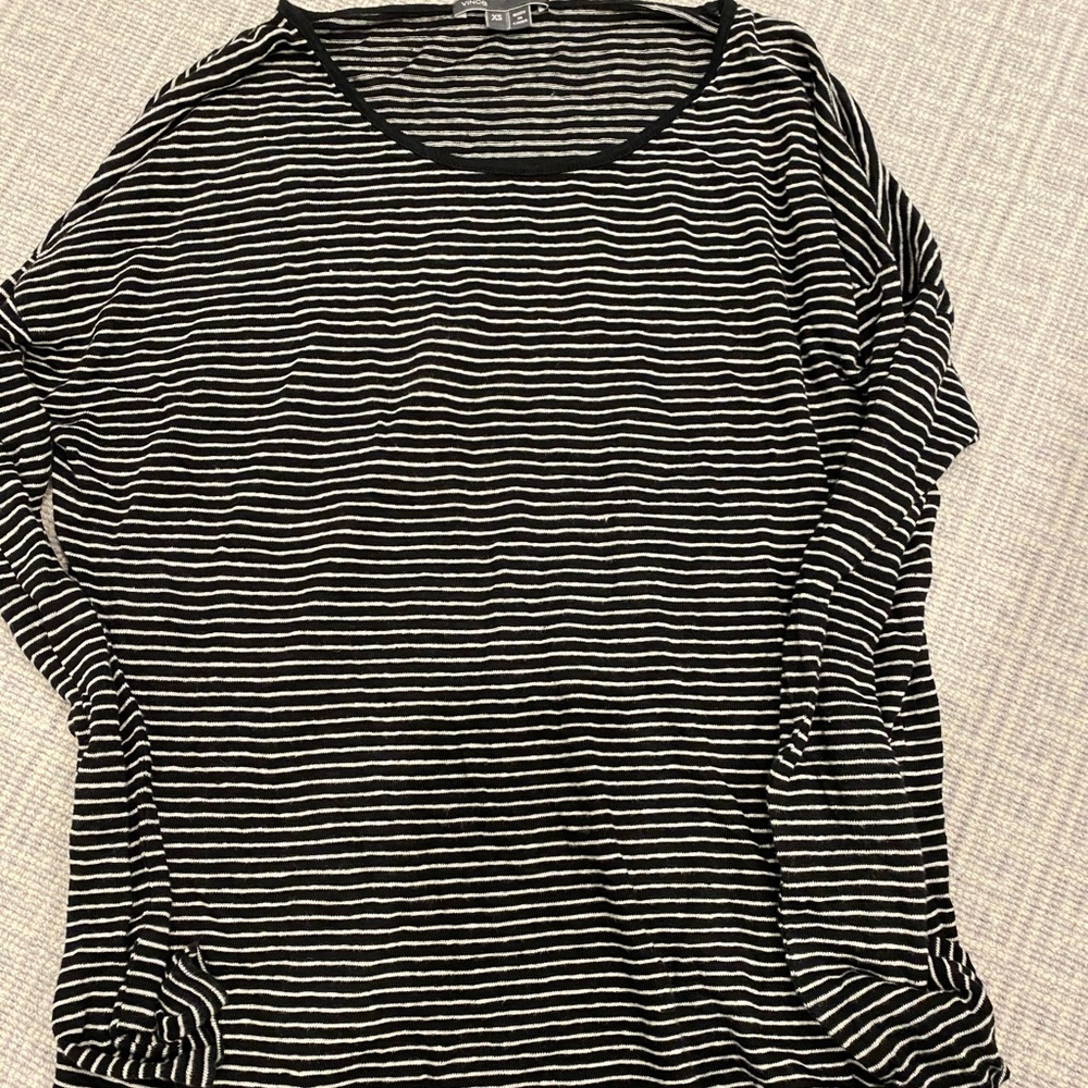 Vince black and white striped linen sweater